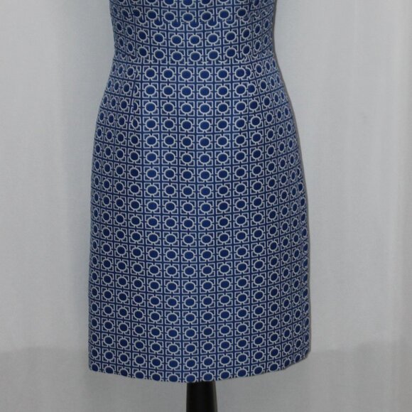 Tahari Levine Studio A-Line Sleeveless Dress Zip-Up Blue & White - Picture 2 of 15